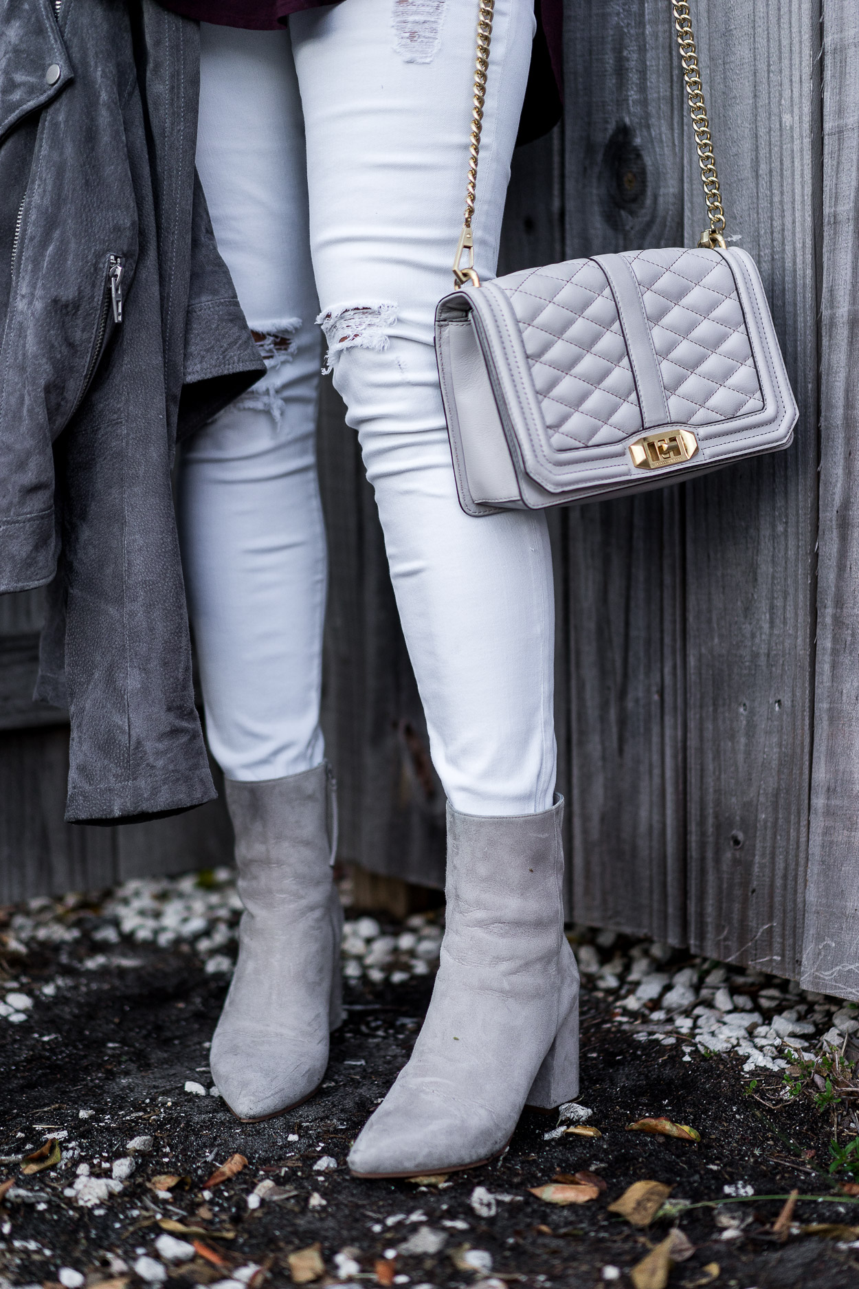 grey suede boots outfit