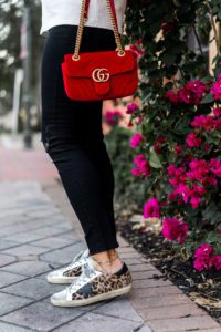 red gucci velvet bag