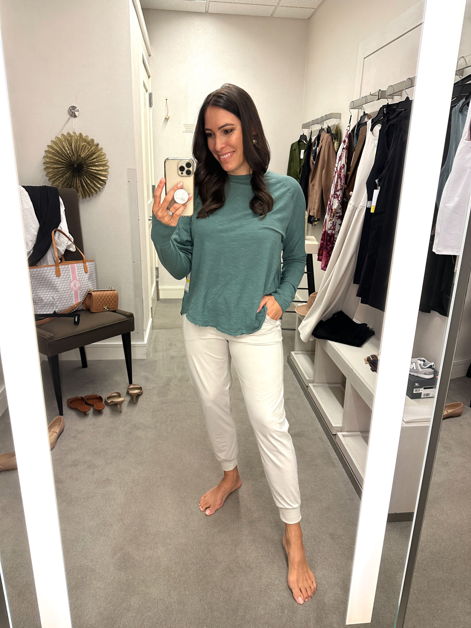 A Glam Lifestyle Blogger Amanda Champion: woman wearing long sleeve t-shirt and Zella joggers